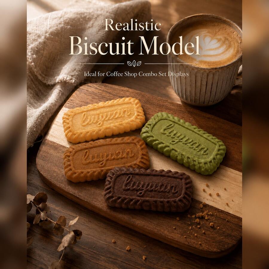 Realistic Rectangular Biscuit Display Model, Available In 4 Colors, Ideal For Dessert Shop Counter Displays, Coffee Shop Combo Set Presentation, And Photography Styling Props. - Rectangular Cookie Mold - View 1