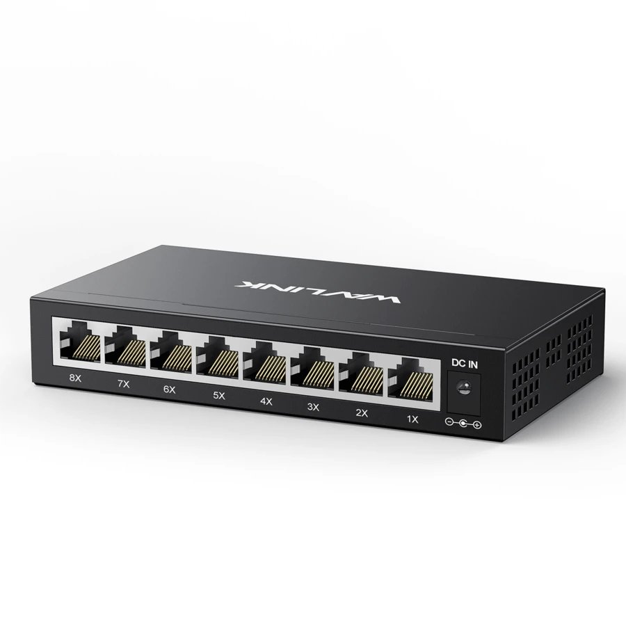 Conmutador divisor Gigabit de 8 puertos, montaje en pared y escritorio, plug-and-play, carcasa de metal duradera - Tipo de Enchufe A USA (110-127V) - Ver 1