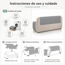 Funda de Sofá Reversible Acolchada en Lino y Beige, Tejido Suave, Lavable y Antideslizante, Cubre para 1 a 4 Plazas, Resistente al Pelo y Arañazos de Mascotas - Lino y beige - Ver 8