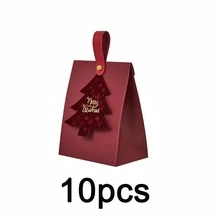 1/5/10pcs Christmas Gift Box - With Leather Handle, Felt Christmas Tree Crafts Design. Suitable For Gift Packaging, Christmas Atmosphere Decorations, Party Tote Bags, Tote Gift Bags. - View 10