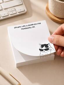 3/1pc White Humorous Quote Memo Pad, Sarcastic Office Humor, Premium Thick Paper Rectangular, Cool Fashionable Glasses Cat Pattern, Task Delay Message Note, Aesthetic Stationery, Desk Decor, Suitable For Colleagues, Adults, Office Workspace Arrangement, Daily Use After Returning To Work - one-size - View 4