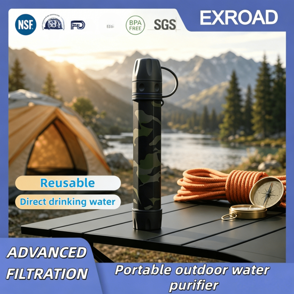 Exroad 3000L Pajita de Purificación de Agua para Beber Directamente, Filtro Portátil de Emergencia para Camping, Senderismo, Escalada, Mochileo