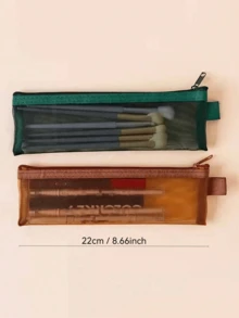 Durable Nylon Mesh Makeup Brush Storage Bag, Multiple Colors Available, Transparent Visible, Large Capacity, Lipstick Storage Bag, Multi-Functional Storage Bag, Suitable For Eyebrow Pencil, Makeup Brush, Eyelash Brush And Other Makeup Supplies, Portable Mini Makeup Brush Bag, Travel Essential, Multi-Functional Bag, Transparent Bag, Washable Shell, Breathable Material, Toiletry Bag, Makeup Artist, Beauty Enthusiast - Multicolor - View 11
