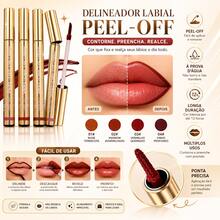 B.TWO.B Vegan Peel-Off Lip Liner, Intense Color With 12-Hour Wear, Waterproof And Smudge-Proof, Gentle, Non-Irritation Formula, Ideal For Defining Lip Contours For Any Occasion - B03 Vermelho Goiaba - 查看 6