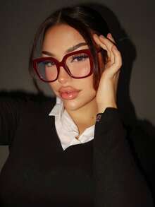 新款女款裝飾性平光眼鏡，極簡優雅高端風格，適合日常通勤與辦公的多功能配件 - 無色 - 查看 2