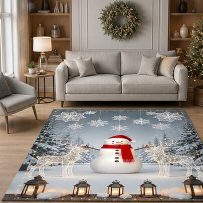 1PC Christmas Snowflake Area Rug, Light - Weight, Washable And Easy - To - Care Summer And Autumn Floor Mat, Suitable For Living Room, Bedroom, Bathroom, Home Decor, Autumn Decoration, Halloween Gift