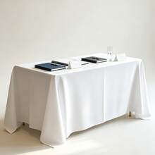 1pc Solid Color Tablecloth, Suitable For Wedding Banquet Party Decoration, Velvet Polyester Tablecloth, Applicable For Meetings, Events, Indoor/Outdoor Dining, Restaurants, Birthday Decoration - White - View 3