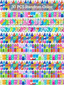 12/30/48/60pcs Geometric Pattern Bubble Stress Ball Keychain, Silicone Finger Press Sensory Toy, Wholesale Multi-Color Squeeze Desk Toy, Summer Vacation Fun, Student Classroom Reward, Back To School Small Gift, Pencil Case Accessory, Random Color And Style - Multicolor - View 8