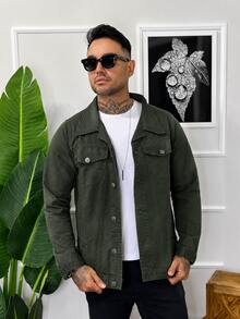 Jaqueta Masculina Verde Militar - Moderna e Atemporal (formato soltinho) PROMO 9.9 - Verde Militar - Visão 3