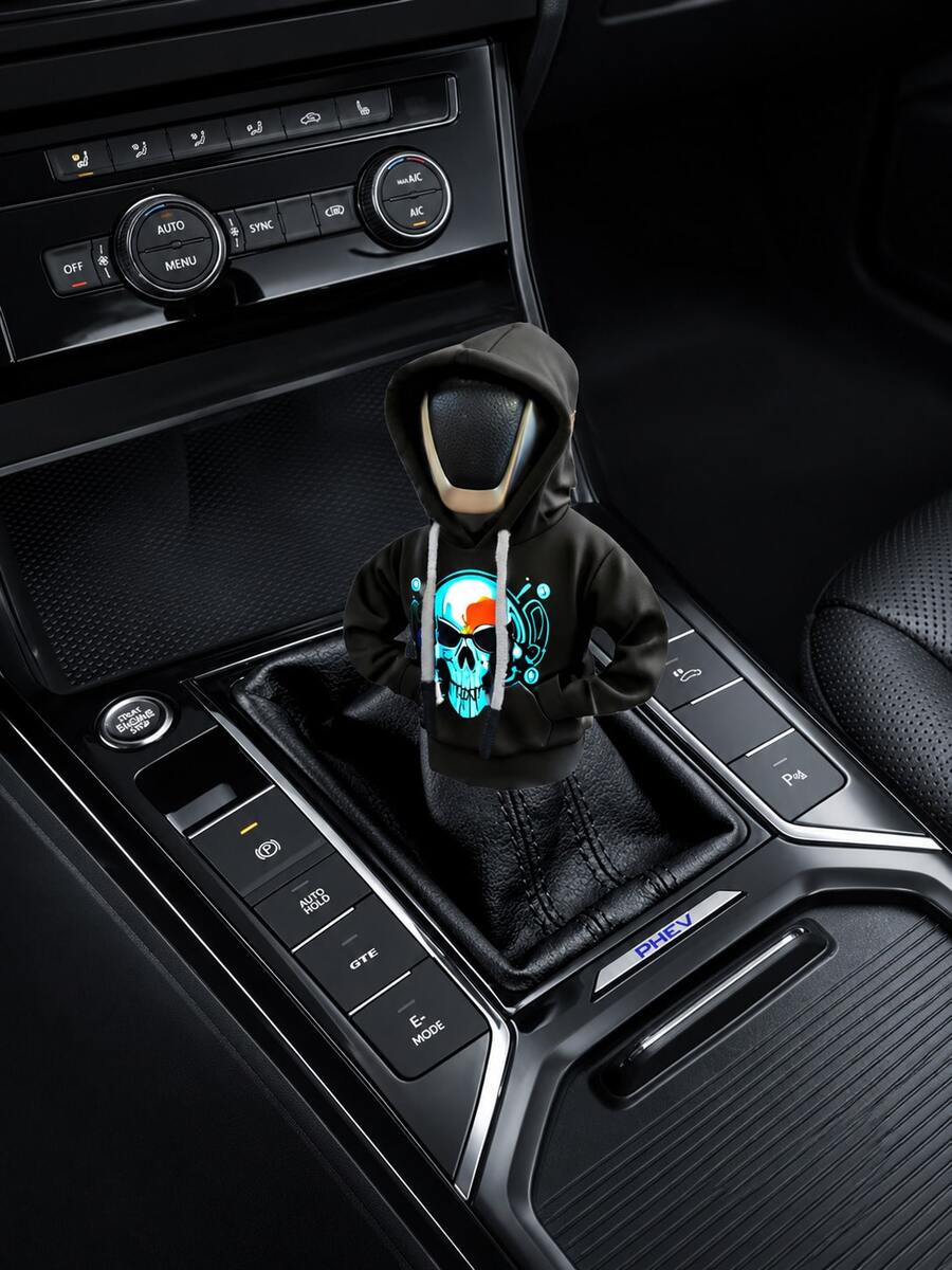 Hoodie Tengkorak Gothic, Pelindung Tuas Persneling Mobil, Sweatshirt Motif Tengkorak Punk Kreatif, Aksesori Dekorasi Interior Mobil yang Menarik, Hadiah Unik untuk Pemilik Mobil - A - View 1