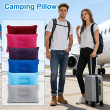 UNIQUEFORYOU 2pcs Inflatable Travel Pillows, Portable Ultra-Light Inflatable Camping Pillows With Neck And Waist Support, Washable Inflatable Pillows, Suitable For Airplane, Car, Office Nap, Hiking, Backpacking, Multi-Functional Travel Pillows. - 2pcs - View 1