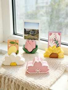 1 Set Marco de Fotos Decorativo Floral, Marco de Fotos de Escritorio con Diseño Floral, Soporte para Tarjetas, Decoración de Escritorio Linda, Adecuado para Oficina y Dormitorio, Regalo Perfecto para Decoración del Hogar - Multicolor - Ver 2