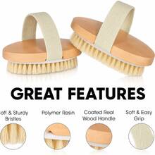 1/2pcs Dry Body Brush - Improve Skin Health & Beauty - Natural Bristles - Removes Dead Skin & Toxins, Improves Cellulite, Boosts Lymphatic Function, Exfoliates, Stimulates Blood Circulation, Home Bathroom Decor, Autumn, Back To School - Oval Brush - View 5
