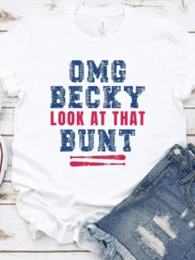 1 pieza Camiseta de béisbol divertida, Camiseta de sóftbol divertida, Camiseta de béisbol para el día del juego, Camiseta de mamá de béisbol divertida, Camisetas gráficas, Blusas para mujer, Camiseta deportiva casual para mujer - Blanco - Ver 1