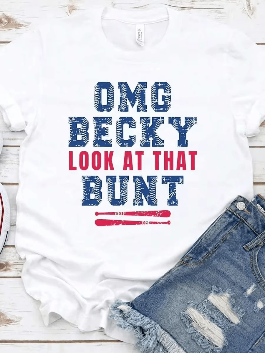 1 pieza Camiseta de béisbol divertida, Camiseta de sóftbol divertida, Camiseta de béisbol para el día del juego, Camiseta de mamá de béisbol divertida, Camisetas gráficas, Blusas para mujer, Camiseta deportiva casual para mujer - Blanco - Ver 1