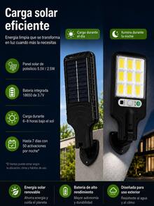 Outdoor Solar LED Light With Motion Sensor, 108 COB LEDs, White Light, Waterproof, Wire-Free, For Patio, Garage And Driveway - Versión Pro - Con Control Remoto - View 6