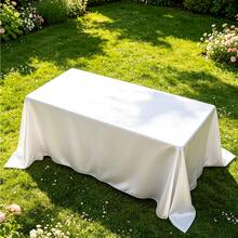 1件 145*275cm 白色缎面方形桌布，纯色涤纶桌布，婚礼派对用品，生日装饰，家居装饰，非常适合乡村婚礼、新娘送礼会、生日、婴儿送礼会、室内/户外活动、仪式、厨房、聚会等。 - 白色 - 查看 8