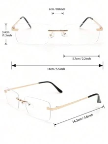 1 Pair Men's Rectangular Metal Frame Clear Glasses, Suitable For Vacation, Back To School, Daily Wear, Computer Reading, Gaming, TV, Phone Accessories - Clear - View 5