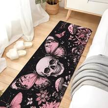 1pc Butterfly Skull Pattern Floor Mat, Kitchen Rug, Kitchen Mat, Kitchen Carpet, Door Mat, Small Rug, Carpet, Runner Rug, Floor Mat, Home Decor, Area Rug, Outdoor Mat, Home Decor, Area Carpet, Bedroom Rug, Washable Carpet - Multicolor - View 3