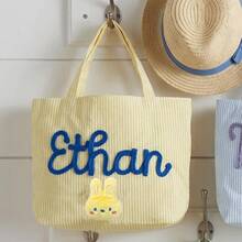 1pc Customized Bubble Gauze Tote Bag, Personalized Chenille Name Toiletry Bag, Travel Organizer Makeup Gift For Girlfriend/Mom/Teacher - Multicolor - View 32