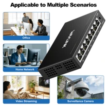 Conmutador divisor Gigabit de 8 puertos, montaje en pared y escritorio, plug-and-play, carcasa de metal duradera - Tipo de Enchufe A USA (110-127V) - Ver 8