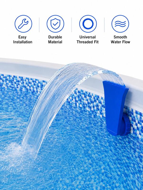 Getto a cascata per uscita piscina, interfaccia filettata universale facile da installare direttamente su Intex, bocca larga con flusso d'acqua fluido, durevole e robusto, disponibile in più colori, adatto per piscina gonfiabile con telaio sopra suolo in giardino di casa, accessorio per upgrade paesaggistico per feste estive in acqua, 1 pezzo