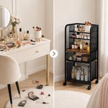 Makeup Storage Box & Cabinet, Large Capacity Cosmetics Organizer For Perfume Makeup Brushes Tools, Vanity Storage Rack – Black - View 11