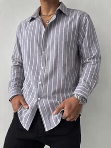 Men's Versatile Comfortable Casual Commute Striped Long Sleeve Shirt - Multicolor - View 4