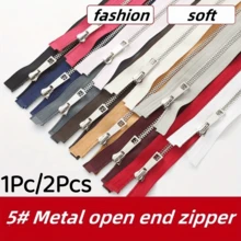 1Pc/2Pcs #5 Metal Zipper, Silver Teeth, Closed End, Y-Shaped Teeth Smooth Without Jamming, Suitable For Pockets And Leather Bags, Multiple Colors Available, Multiple Sizes Available - Multicolor - View 2