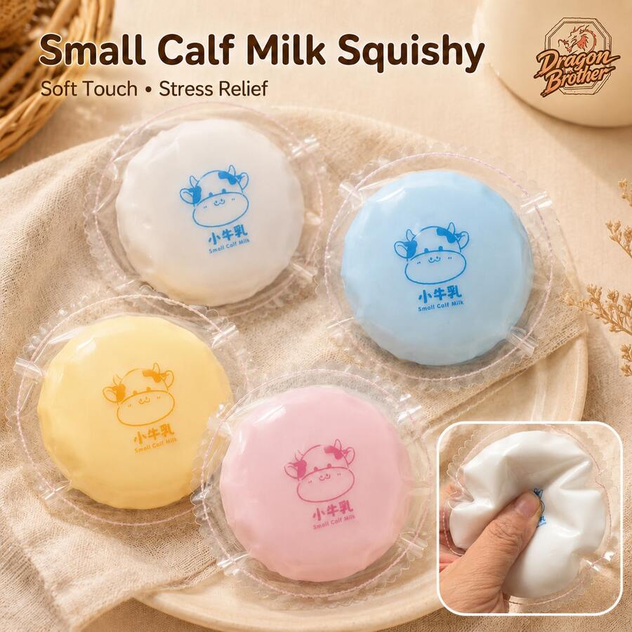 1個小牛奶圓形手工裝飾品，ASMR 酥脆趣味裝飾，柔軟可塑、觸感光滑，適合青少年與成人，完美禮物、生日禮物、理想禮物、驚喜禮物、節日禮物、季節性禮物
