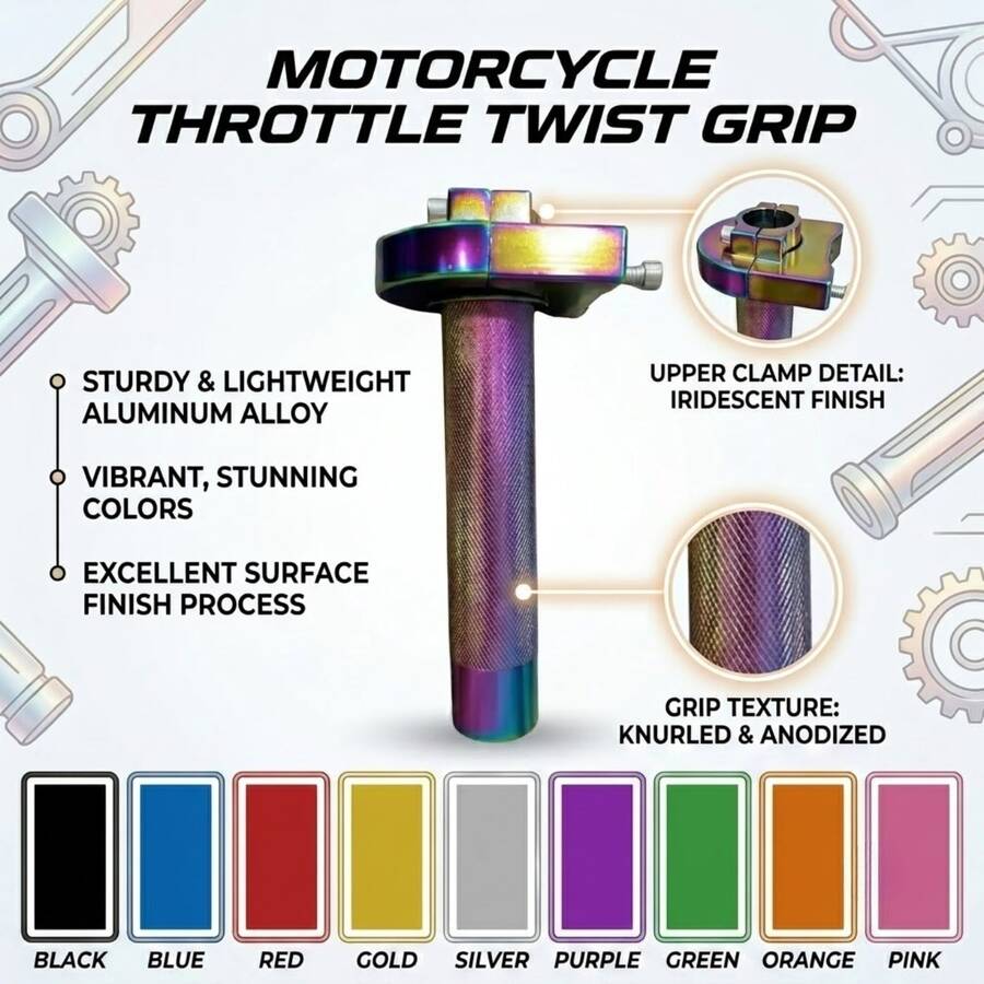 Puño de acelerador universal de 7/8" 22mm de aleación de aluminio CNC para motocicleta, manillar de acelerador ajustable de alto rendimiento, puño de acelerador de repuesto para modificación de scooter todoterreno - A - Ver 1