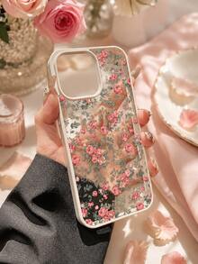 Ins Style High-Value Dopamine Color Palette, Fresh Floral Pattern Phone Case, Compatible With IPhone 15/16 Pro Max, Creative Apple 11/12/13/14 Pro Phone Case, Shockproof - Beige - View 2