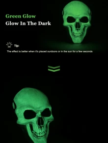 1pc Halloween Glow-In-The-Dark Skeleton Mask, Made Of Long-Lasting Phosphorescent Material, Absorbs Light During The Day And Under Light, Automatically Glows After Lights Off, Halloween Costume, Christmas Horror Theme, Day Of The Dead Party; Escape Room Prop, Haunted House Performance, Mystery Game, Electronic Music Festival, Comic Convention Cosplay - View 4