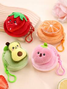 XD 12pcs/6pcs/3pcs/1pc Multi-Functional Children's Fruit Pattern Coin Storage Bag, Compact And Ultra-Portable, Can Store Coins, Keys And Other Small Items, Also Can Be Decorated On Backpacks And Bags, A Gift That Children Love - Multicolor - View 3