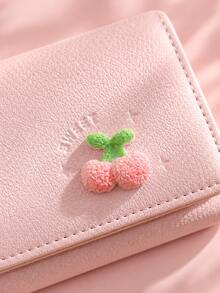 Fashionable Fruit Pattern PU Leather Wallet - Compact Zipper Credit Card Holder And Coin Purse, Snap Coin & Credit Card Pockets, Short Girl's Wallet, Korean Style Portable Cute Fruit Patchwork Purse, Travel Fashion Accessory - Multicolor - View 4