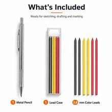 Pensil Mekanik Padat Kreatif 2.8MM untuk Tukang Kayu, Isi Ulang 2.8mm, Pensil Kayu, Alat Penanda untuk Arsitektur dan Konstruksi - Beraneka warna - View 3