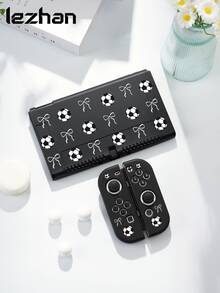 1pc Football Collage Bow Print Pattern Switch Protective Case, Storage Bag, Suitable For Switch2 (2025)/Switch OLED/Switch NS/Lite, New Switch2 Generation Game Accessory Protective Cover, Battery Life Version Game Console Accessory Protective Cover, Best Gift For SWITCH Players - Multicolor - View 2