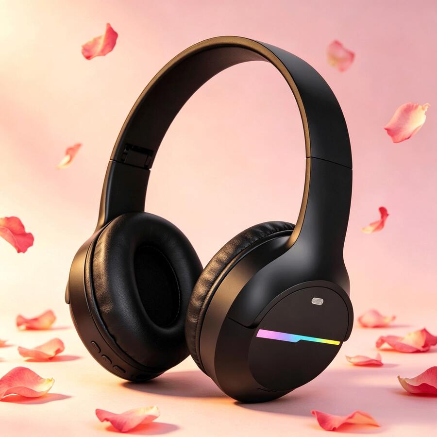 Gerripuer Passive Noise-Proof Over-Ear Wireless Headphones, Retractable & Foldable Design, Suitable As New Year, Valentine's Day Gifts, Unisex, Bluetooth 5.3, USB-C, Deep Bass, HD Call