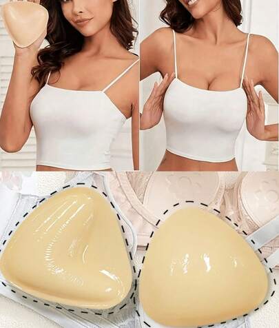 Double Sided Self-Adhesive Bra Pads 2 PCS, Chest Pads Adhesive Pads, Reusable Padding Pads, Bra Bikini Invisible Thickened Chest Pads Waterproof Invisible Nipple Cover,Chest Pads Adhesive Pads, Reusable Padding Pads,Suitable For Formal Dresses, Dates