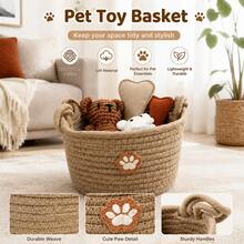 1PC Khaki Cotton Rope Storage Basket, Cute Bear Pattern Woven Storage Basket, Decorative Storage Bin For Desktop, Shelf, Bedroom, Wardrobe, Living Room - Multicolor - View 4
