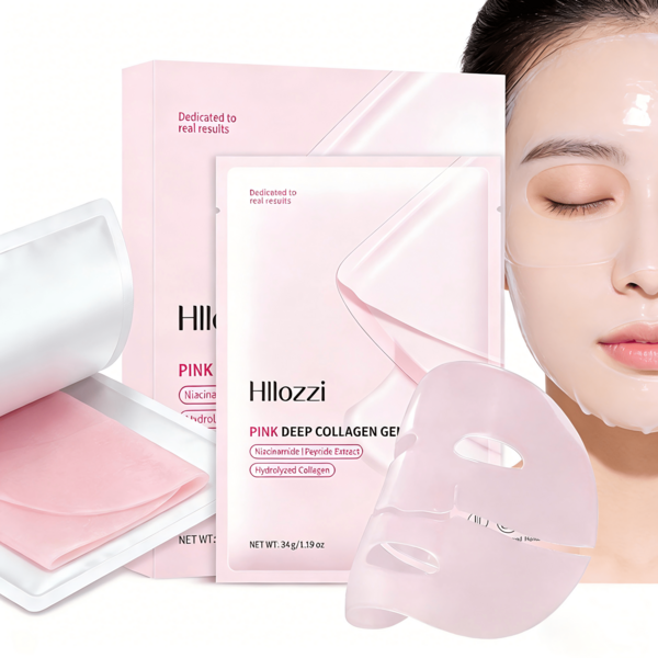 Hllozzi Mascarilla Facial de Bio-Colágeno Nutritiva Profunda Set de 4 piezas/8 piezas, Rica en Colágeno, Niacinamida y Glicerina, Nutre Profundamente, Hidrata y Humecta, Unifica el Tono de la Piel, la Mascarilla se Vuelve Transparente Durante la Absorción, Mascarilla Facial Coreana, Adecuada para el Cuidado de la Piel en Verano