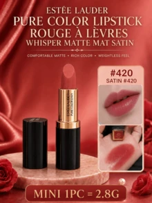 Estée Lauder 雅詩蘭黛 Pure Color 霧面唇膏 #402，正裝 3.5g，試用裝 2.8g，持久顯色，輕盈絲絨觸感，保濕霧面，易上妝，適合初學者 - 緞光#420 - 查看 13