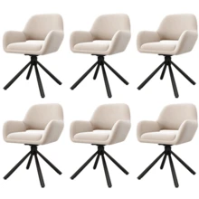 Set Of 4 Swivel Dining Chairs In Beige Velvet, With Armrests, Modern And Minimalist Style, Without Table. - 米色2 - 查看 1