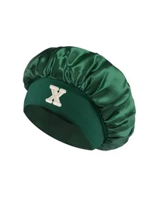 1 pieza Gorro de dormir de satén para mujer con letra personalizada 'A-Z' - Gorro elástico suave para cabello rizado & trenzado, sombrero de playa de verano & accesorio de ropa de dormir - Multicolor - Ver 15