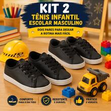 KIT 2 Tenis De Menino Básico | + Economia e Praticidade em um Só Kit Com Estilo | LEVE 2 PARES! - Preto Cs + Preto Cs - Visão 2