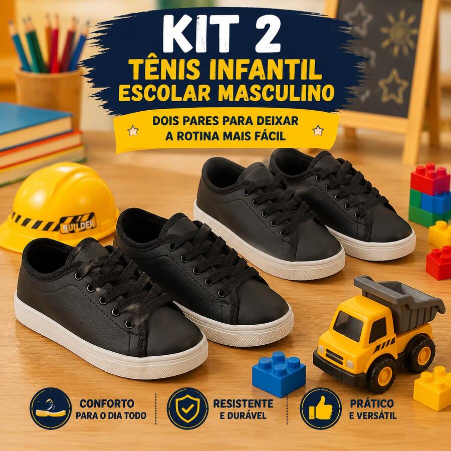 KIT 2 Tenis De Menino Básico | + Economia e Praticidade em um Só Kit Com Estilo | LEVE 2 PARES!