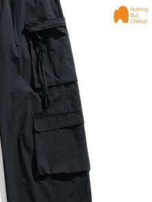 NBCT Women's Spring/Summer Cargo Wide Leg Pants With Elastic Waist And Drawstring, Hiking Commuting Daily Wear, 3 Colors Available, Functional Long Pants - Black - View 5