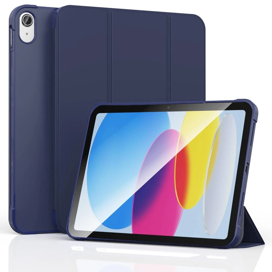 平板電腦保護殼，相容 iPad 10 代、11 代 (A16)，相容 iPad 9 代 10.2 吋及其他機型，三折支架，軟殼，智慧休眠/喚醒，輕巧防震，深藍色，相容 iPad 7 代、8 代、9 代 10.2 吋保護殼，5 代、6 代 Air 2 [9.7 吋]，10 代保護殼，Air 11，(A16) 11 代 2025 機型