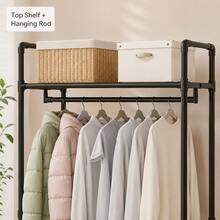 1pc Portable Clothes Rack With Shoe Storage Shelf, Multi-Function Freestanding Closet Organizer, Movable Garment Wardrobe With Easy Assembly, Space-Saving Storage Rack For Bedroom, Entryway, Living Room And Office - View 4