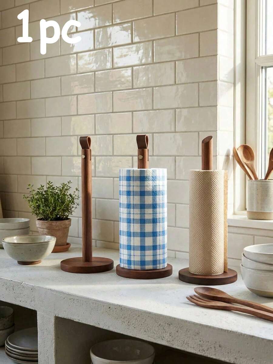 1件裝木製直立式廚房紙巾架 廚房與餐廳用紙巾分配器 廚房紙巾架 毛巾架 廚房配件 多功能架 - 彩色 - 查看 1